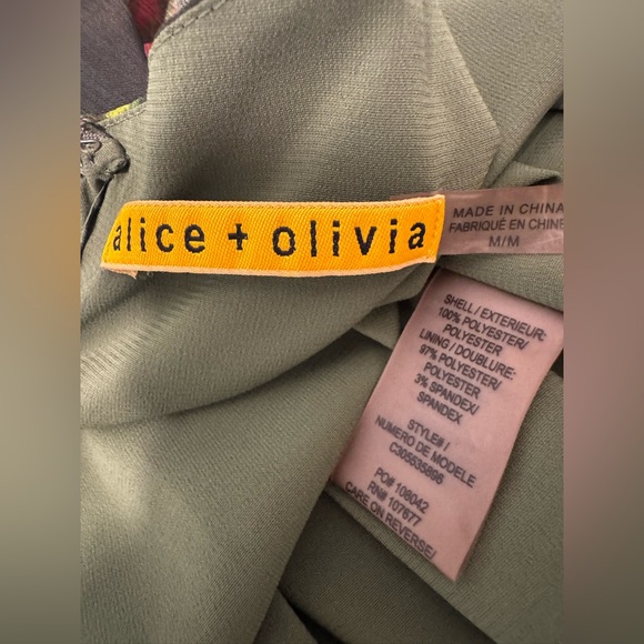 Alice & Olivia Daley Spaghetti Strap mini Dress Tropical Jungle size Medium - Picture 4 of 5